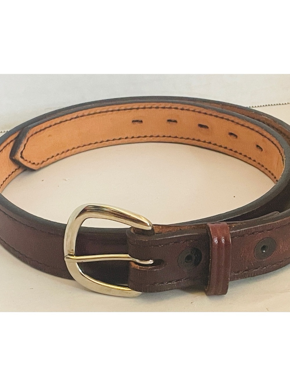 Don Hume Brown Leather Men’s Belt - Classic Casual Style Gold Buckle SZ34